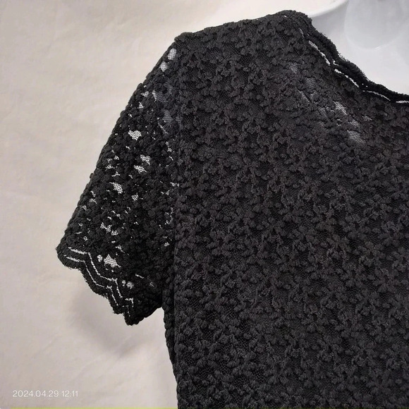 DW3 for David Warren Women's Size 6  Black Lace Minimalist Classic Lined Dress - Picture 7 of 12